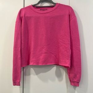 Hot Pink Jr Girls Cropped sweat shirt